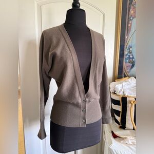 Theory 100% Cashmere Cardigan Brown Belted Style Sweater Petite P